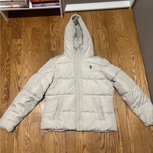 U.S POLO assn white/cream puffer jacket
